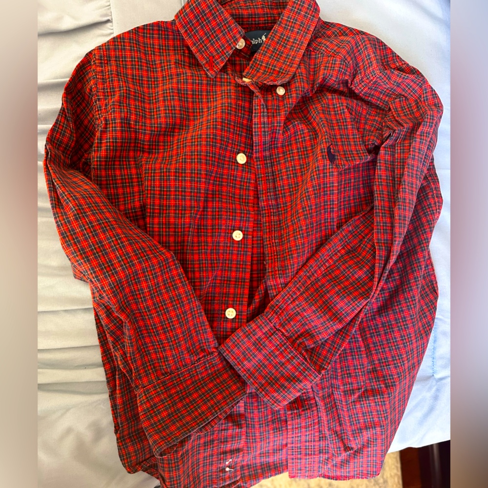 Ralph Lauren size 5T kids red plaid long sleeve